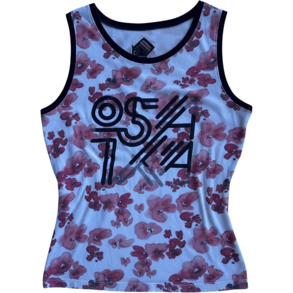 Original Gravity Mens Floral Tank Top Pink Poppy Graphic Sleeveless Shirt Large